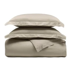 Percale Hemmed Duvet Set in Oak