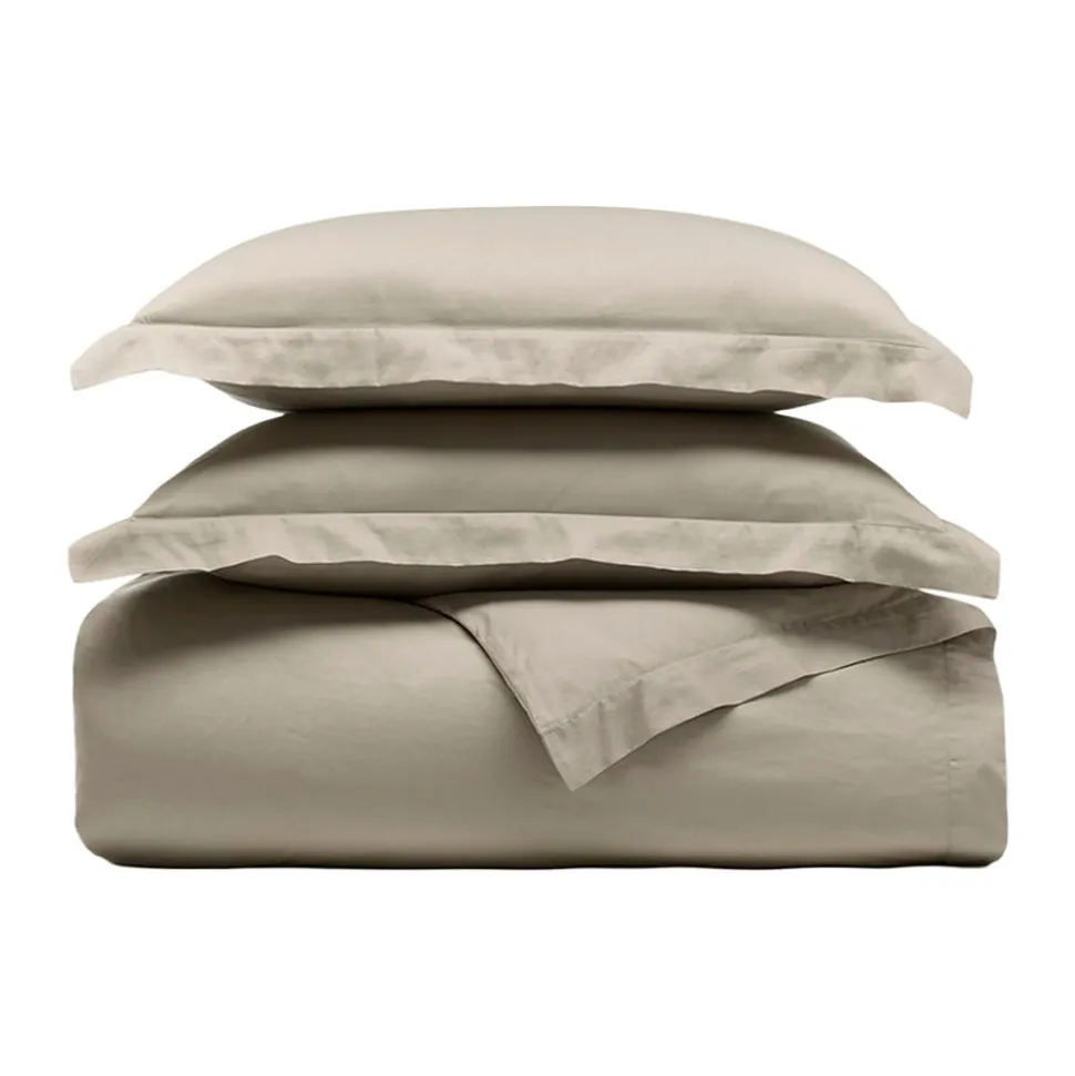 Percale Hemmed Duvet Set in Oak