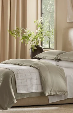Percale Hemmed Duvet Set in Oak