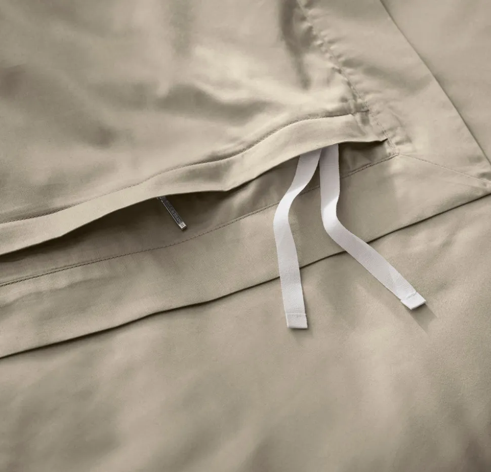 Percale Hemmed Duvet Set in Oak