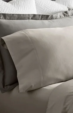 Percale Hemmed Pillowcase Set in Pewter