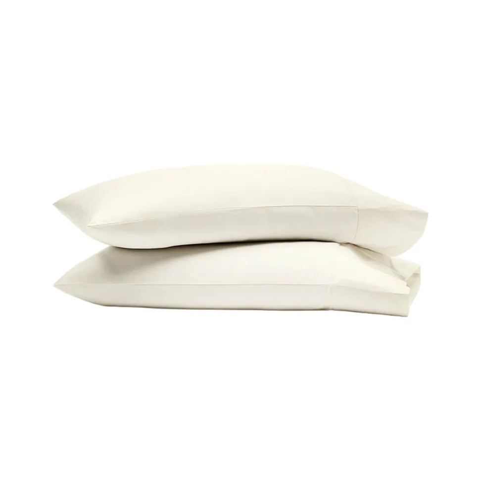 Percale Hemmed Pillowcase Set in Cream