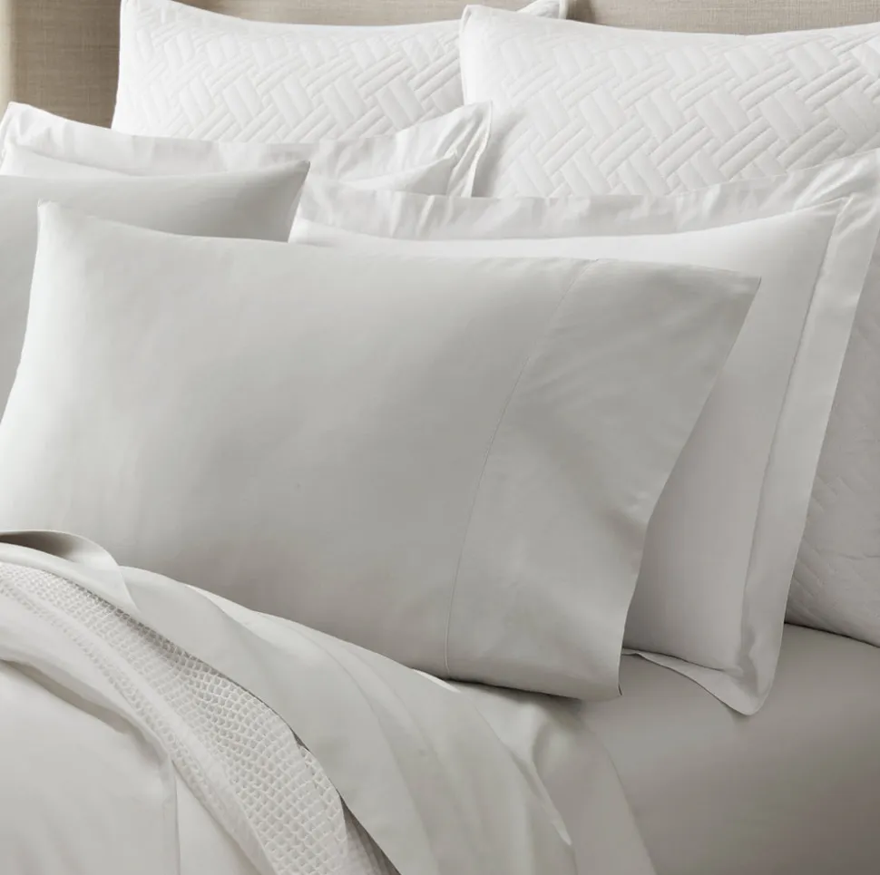 Percale Hemmed Pillowcase Set in Mist