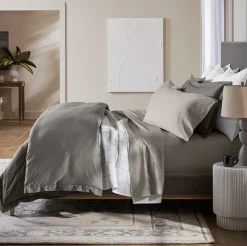 Percale Hemmed Sheet Set in Pewter