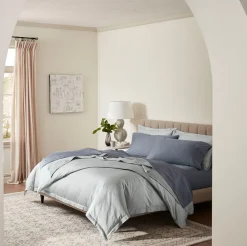 Percale Hemmed Sheet Set in Mineral