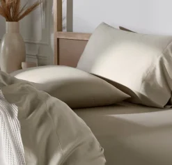Percale Hemmed Sheet Set in Oak