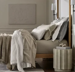 Percale Hemmed Sheet Set in Oak