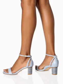 Perfect Block Sandal 60 in Dusty Blue Calf
