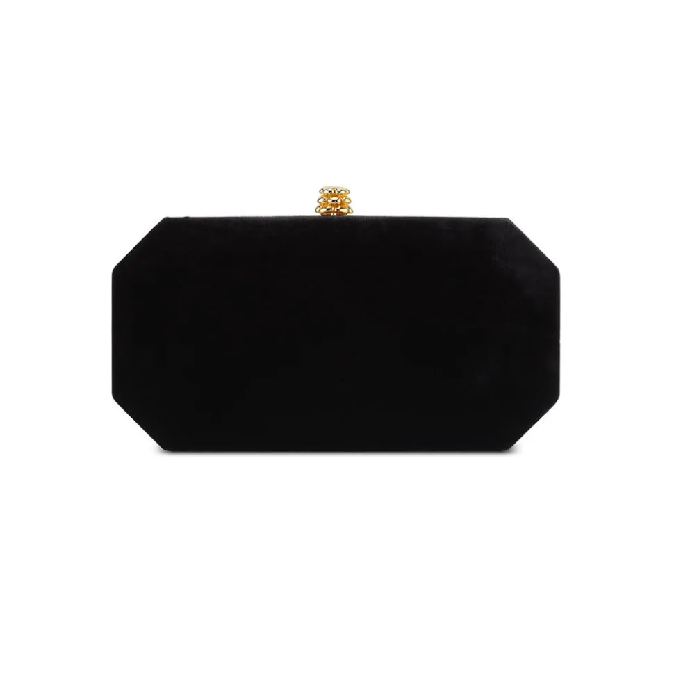 Perry Clutch in Black Diamond Crushed Velvet