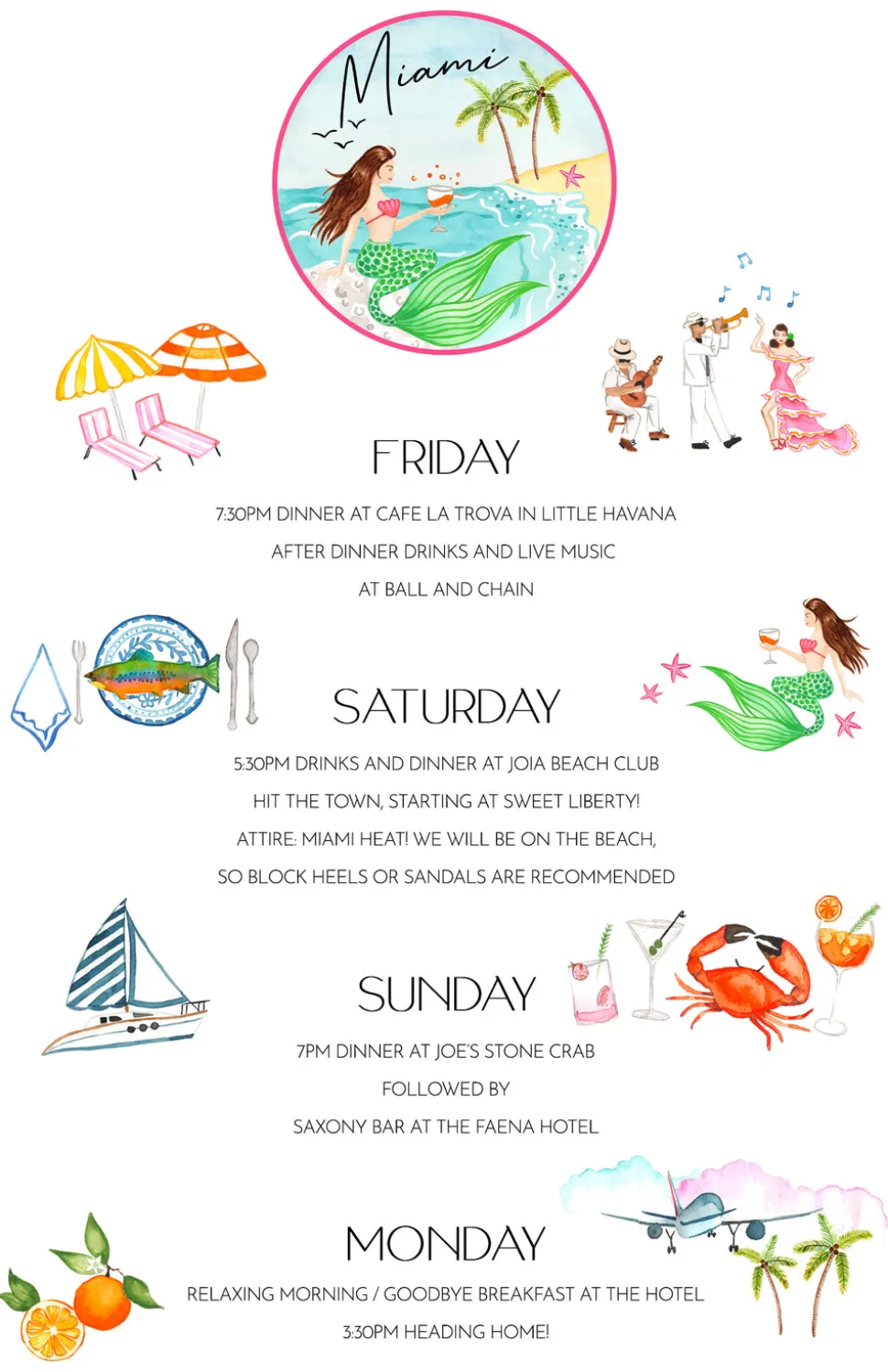 Personalized Bachelorette Itinerary Card