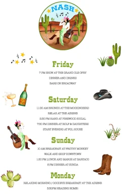 Personalized Bachelorette Itinerary Card