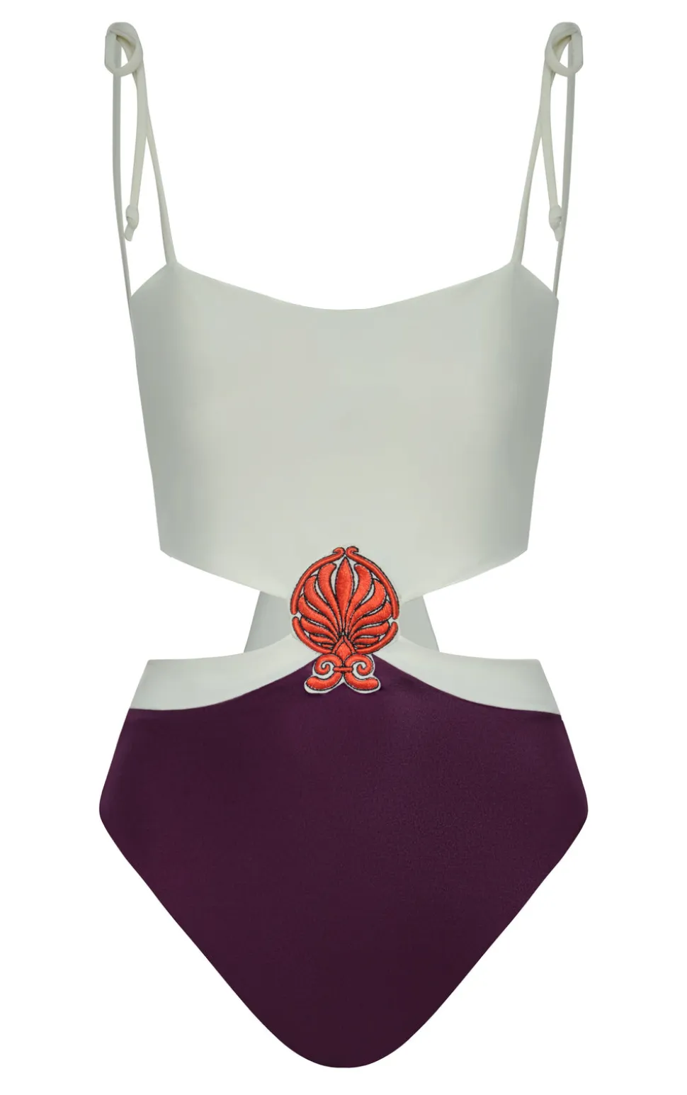 Pestana Embroidered One Piece in Purple & Ivory