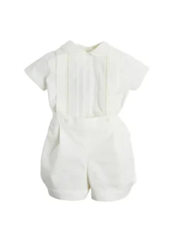 Peter Pan Collar Short Sleeved Two Piece Set in Ivory