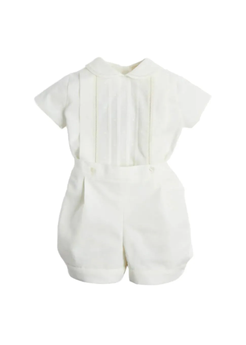 Peter Pan Collar Short Sleeved Two Piece Set in Ivory