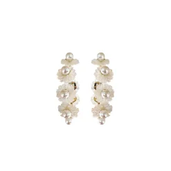 Petite Mother Of Pearl Wildflower Hoops