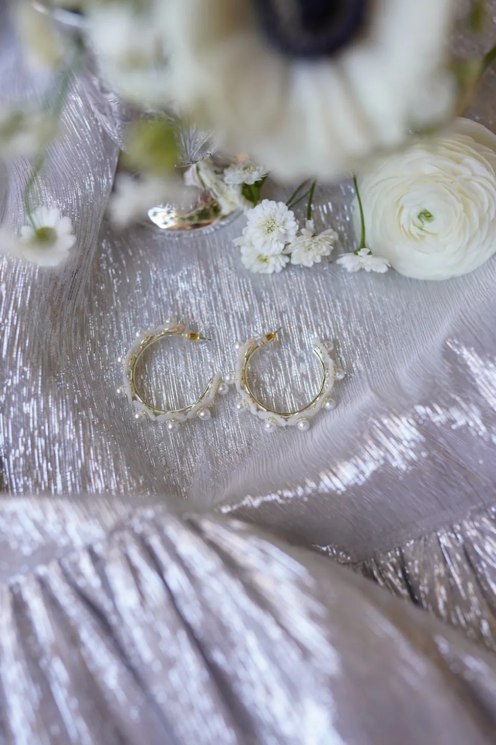 Petite Mother Of Pearl Wildflower Hoops