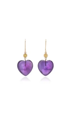 Petits Coeurs Amethyst & Sapphire Gold Earrings