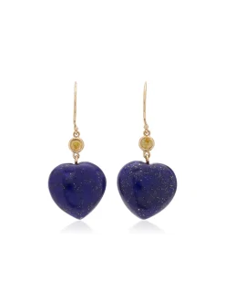 Petits Coeurs Lapis Lazuli & Sapphire Gold Earrings