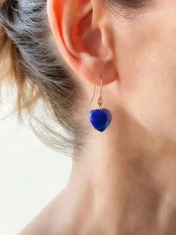 Petits Coeurs Lapis Lazuli & Sapphire Gold Earrings