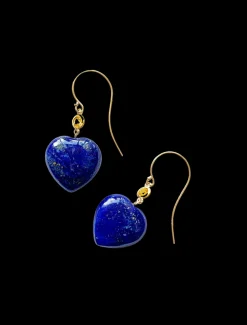 Petits Coeurs Lapis Lazuli & Sapphire Gold Earrings