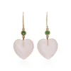 Petits Coeurs Rose Quartz & Tsavorite Gold Earrings
