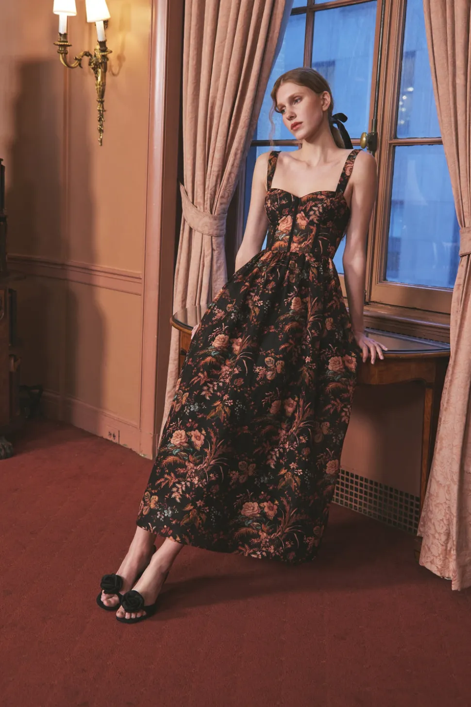 Pheobe Midi Dress in Pindell Black