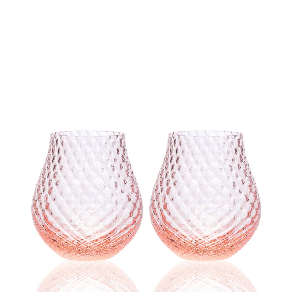 Phoebe Rose Stemless Wine Glasses, Set of 2