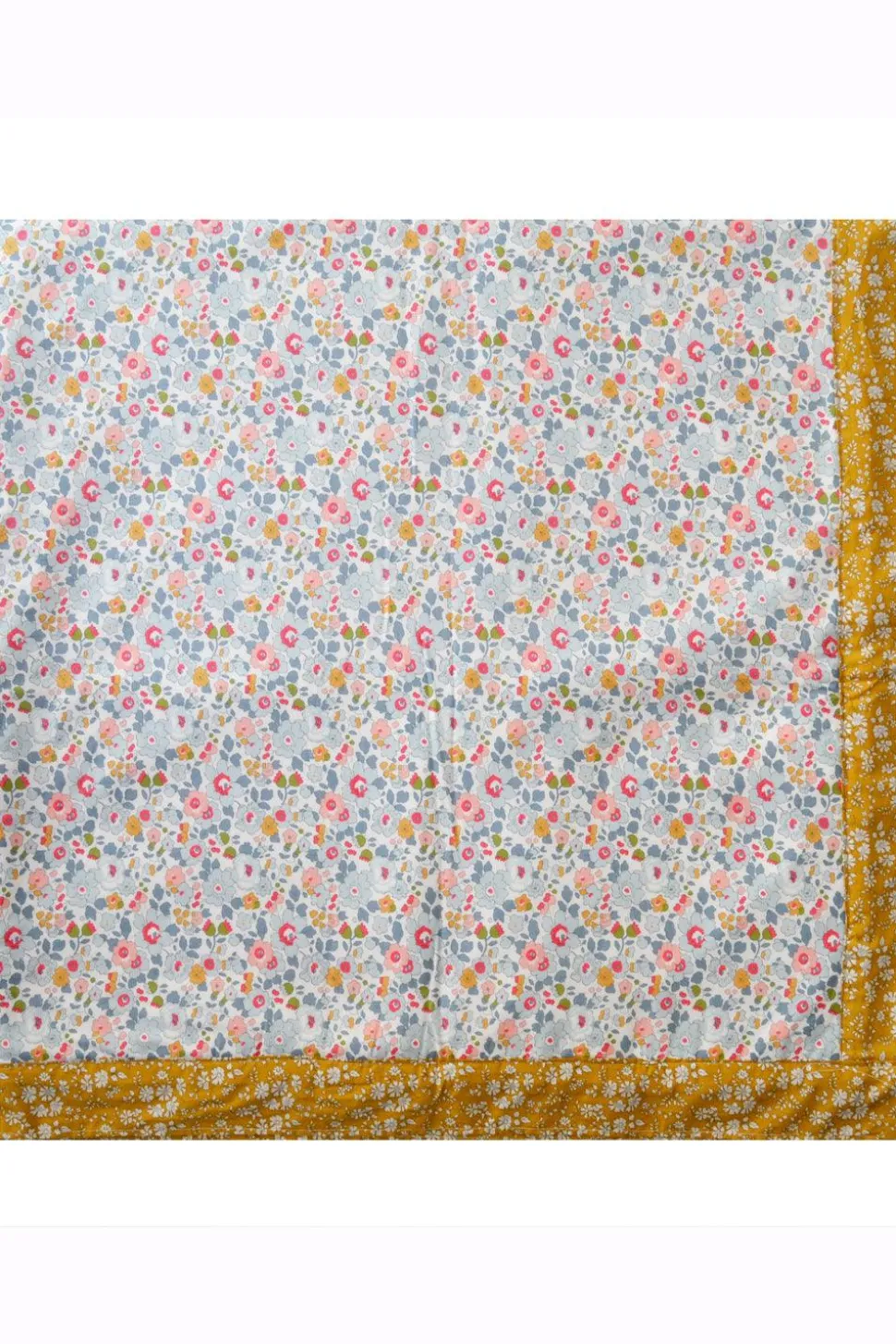 Picnic Blanket Made With Liberty Fabric in Betsy Grey & Capel Mustard