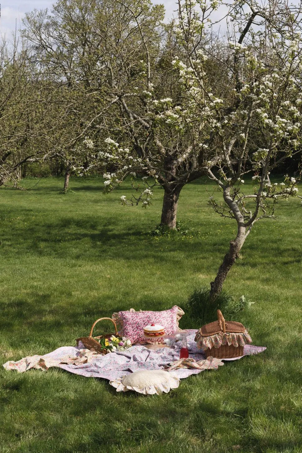 Picnic Blanket Made With Liberty Fabric in Betsy Candy Floss & Mitsi Valeria Pink