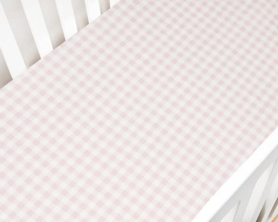 Picnic Gingham Crib Sheet in Pink