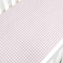 Picnic Gingham Crib Sheet in Beige