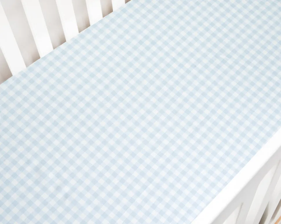 Picnic Gingham Crib Sheet in Blue