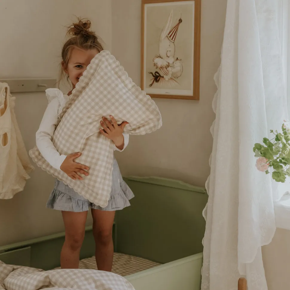 Picnic Gingham Toddler Pillow in Beige