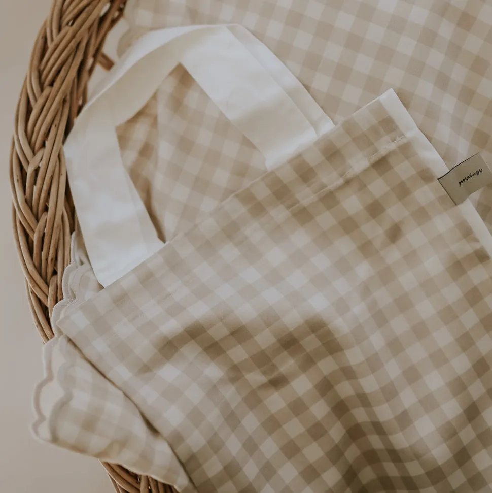Picnic Gingham Toddler Pillow in Beige