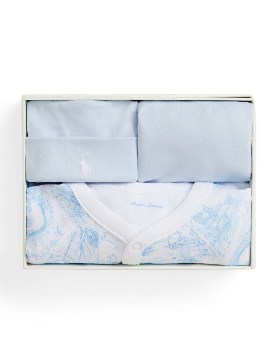 3-Piece Box Set in Blue Toile