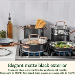 11-Piece Matte Black Elegance Set in Black