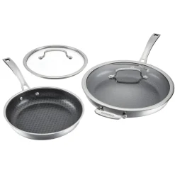 4-Piece Skillet Set – 10" with Cover & 12" with Cover in Stainless Steel