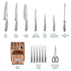 15-Piece Stainless Steel Cutlery Block Set in Stainless Steel