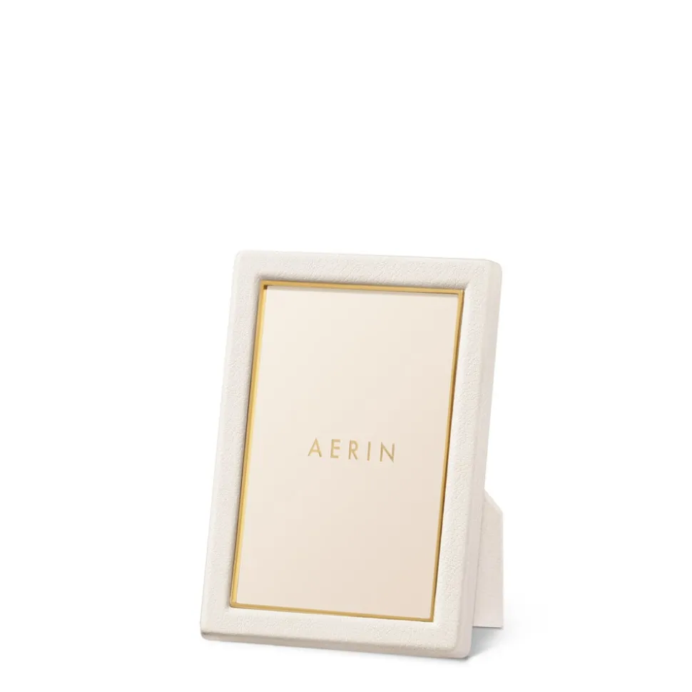 Piero Leather Frame in Shadow White, 4 x 6"
