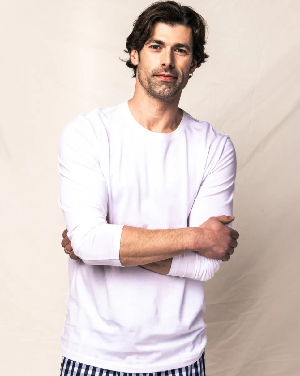 Pima Cotton Men's White Crew Neck Top