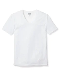 Pima Cotton Men's White V-Neck Top