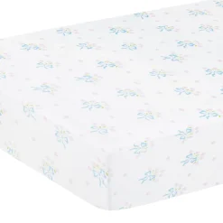 Pima Crib Sheet in Blue Bow Bouquet