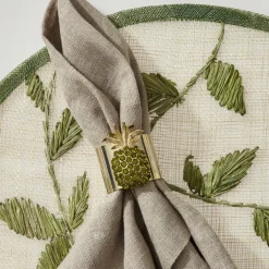 Pineapple Napkin Rings in Olive, Set of Two