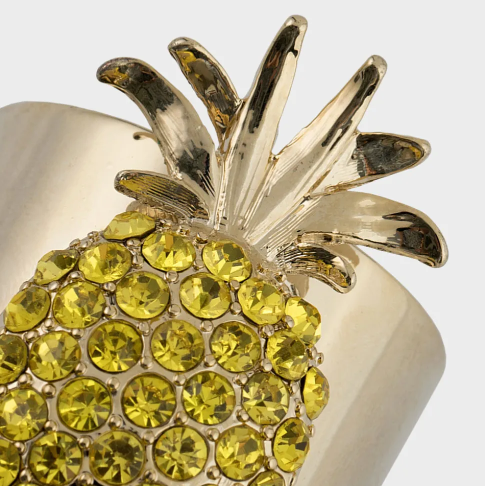 Pineapple Napkin Rings in Yellow, Set of Two