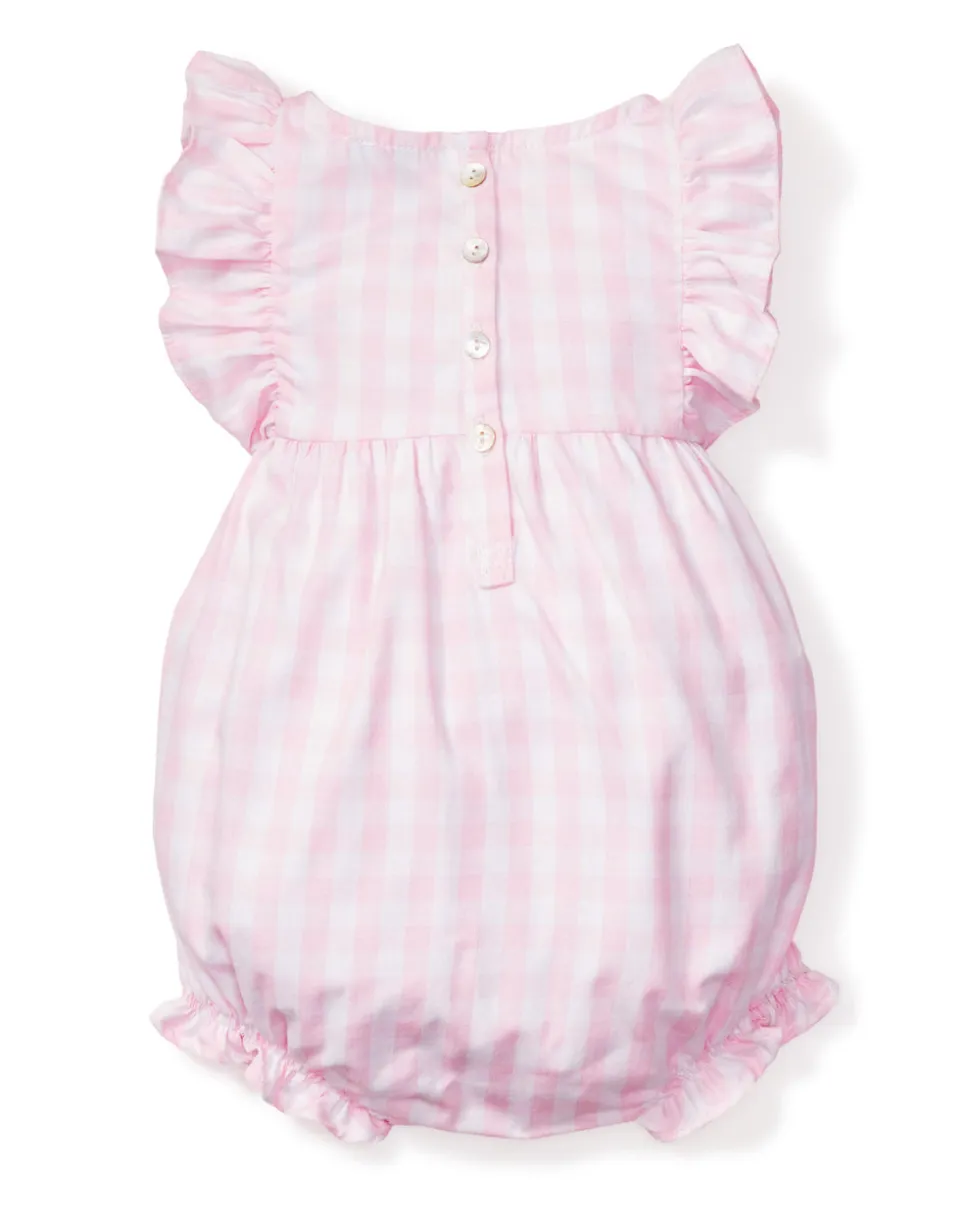 Pink Gingham Ruffled Romper