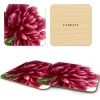 Pink Peony Birchwood Coasters, Set of 4