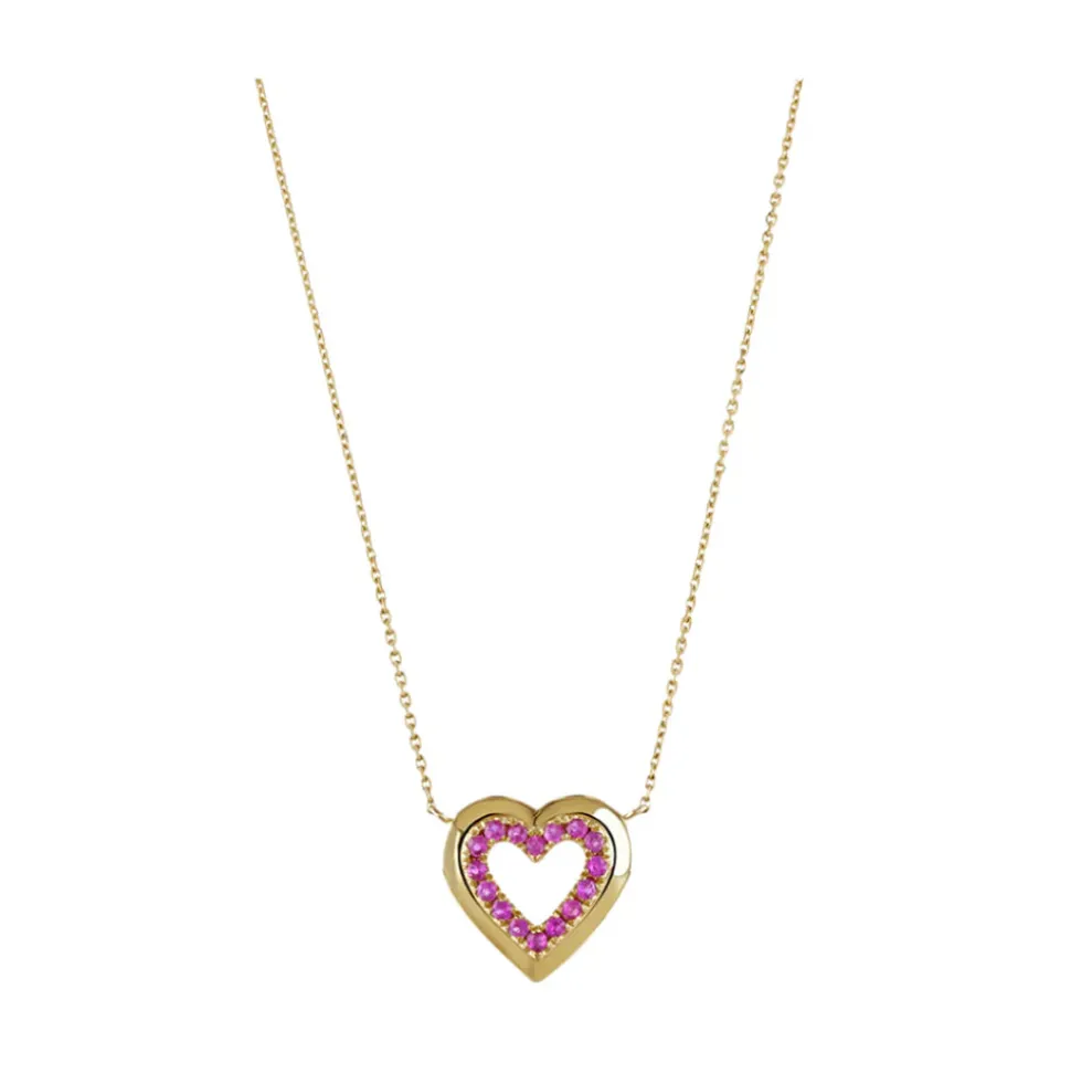 Pink Sapphire Heart Necklace