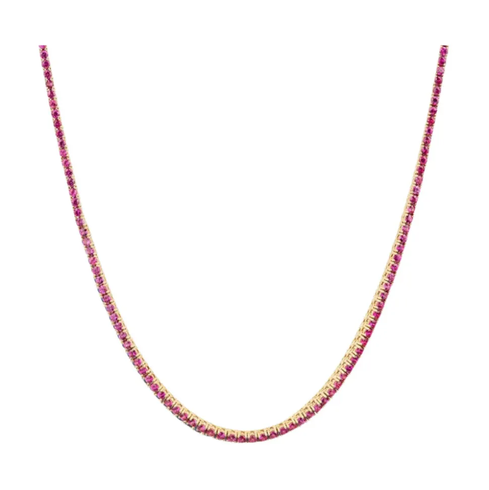 Pink Sapphire Tennis Necklace