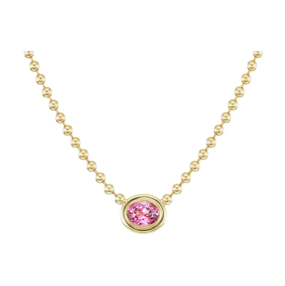 Pink Tourmaline Double Bubble Bezel Necklace
