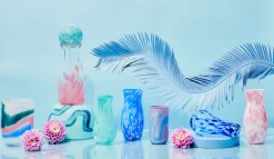 Pink Transparent Spotted Bud Vase